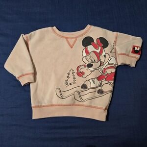 Disney Sweater Girls 9-12 Months Pink Fleece‎ Minnie Mouse Ski Graphic Pullover